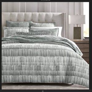 Hudson Park Brushed Texture Stripe KING Duvet Cover **ONLY** Gray